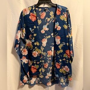 Floral Kimono Cardigan - Blue and Pink